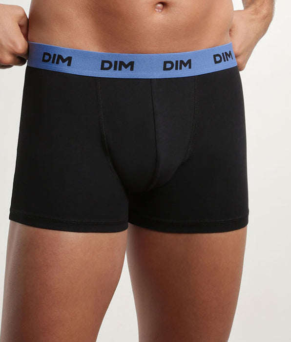 DIM Lot de 3 boxers homme noir ceinture colorée Mimosa Lila Mix & Colors
