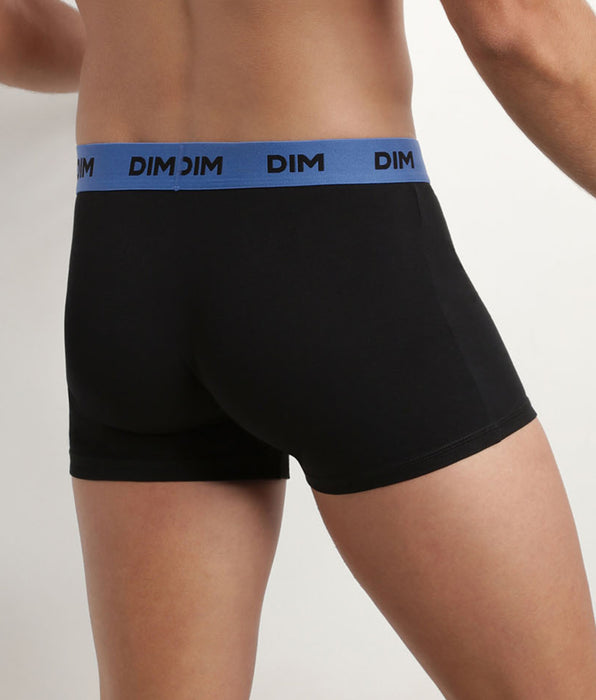 DIM Lot de 3 boxers homme noir ceinture colorée Mimosa Lila Mix & Colors