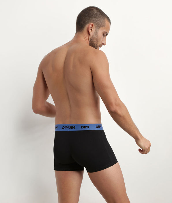 DIM Set van 3 zwarte boxershorts voor heren met gekleurde tailleband Mimosa Lila Mix & Colors