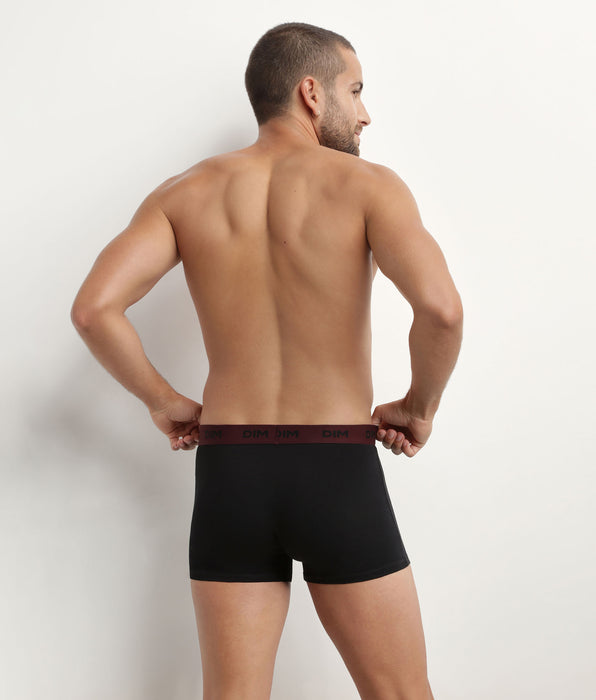 DIM Lot de 3 boxers homme noir ceinture colorée Raisin Mix & Colors
