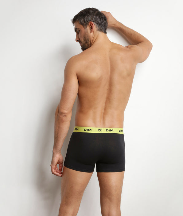 DIM Lot de 3 boxers homme noir ceinture colorée Magenta Mix & Colors