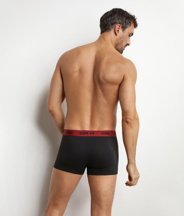 DIM Lot de 3 boxers homme noir ceinture colorée Flamme Mix & Colors