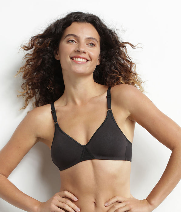 DIM Soutien-gorge triangle sans armature en coton Noir Dim Daily
