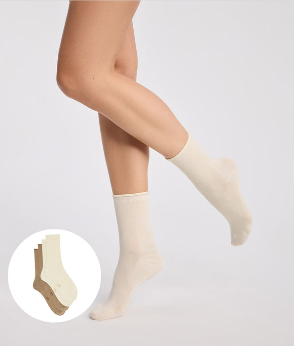 DIM Set van 2 damessokken in taupe en beige Modal