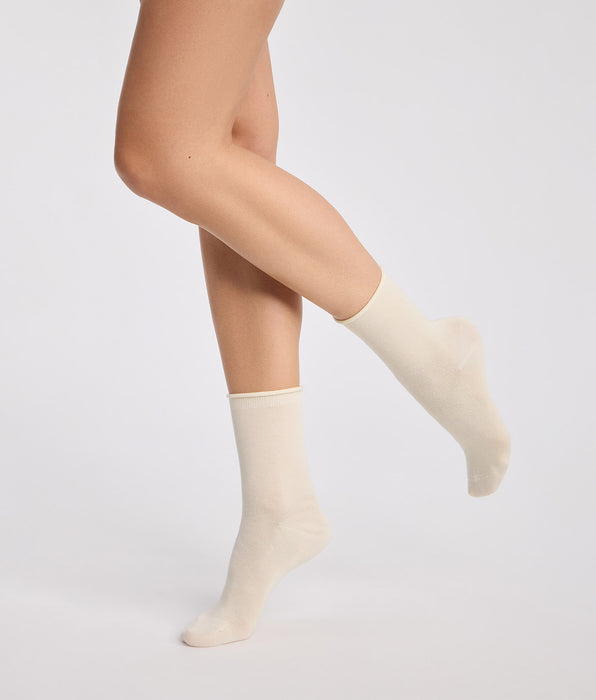 DIM Set van 2 damessokken in taupe en beige Modal