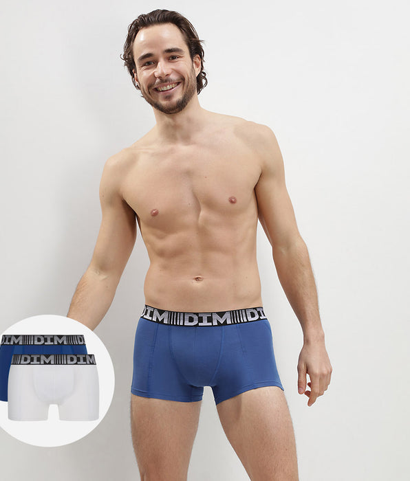 DIM Set van 2 ademende boxershorts voor heren Steel Blue White 3D Flex Air