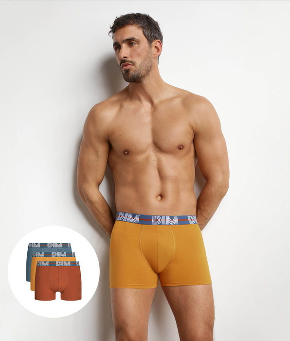 DIM Lot de 3 boxers homme noir ceinture graphique Velours Powerful