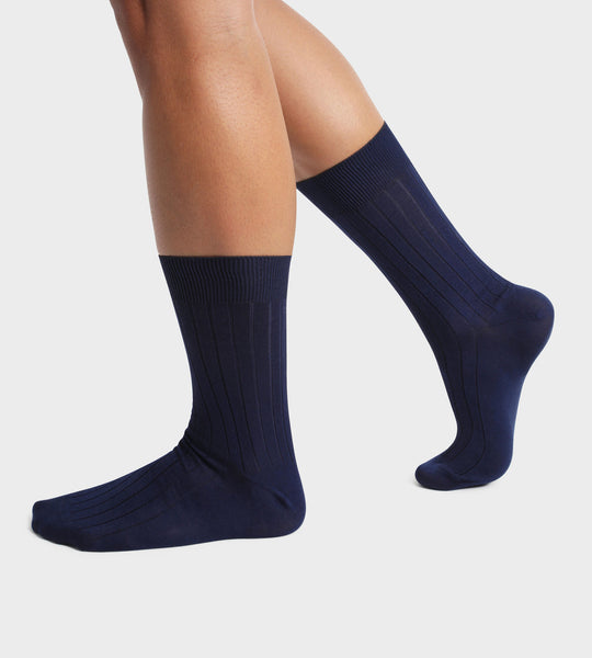 Lot De 2 Chaussettes Chic Fil D'Écosse Coton Bleu