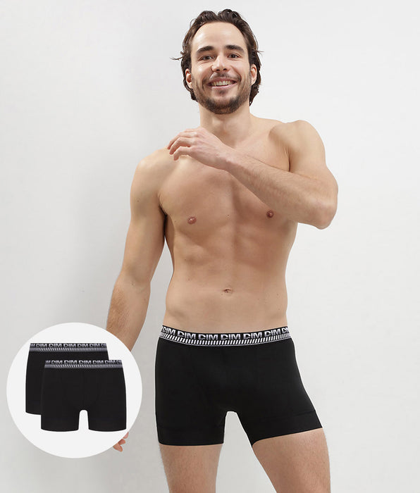 DIM Lot de 2 boxers noirs pour homme 3D Stay and Fit