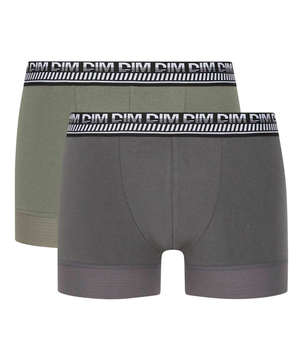 DIM Set van 2 Stay and Fit olijfgroene katoenen stretch boxershorts voor heren