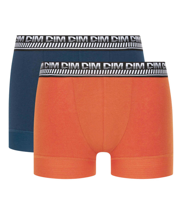 DIM Set van 2 blauw oranje Stay and Fit stretch katoenen boxershorts Heren