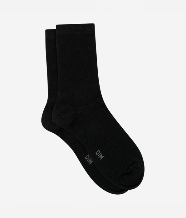 DIM Chaussettes unies noires en laine douce Femme