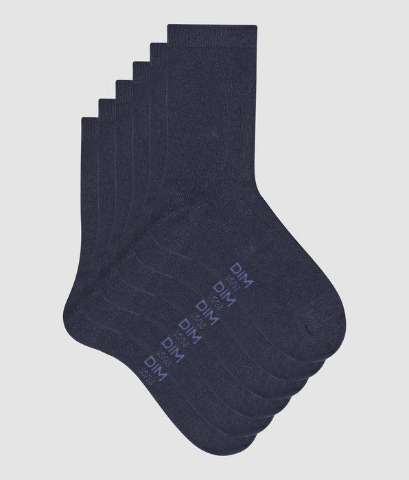 DIM Set van 3 paar marineblauwe katoenen dames kousen Dim