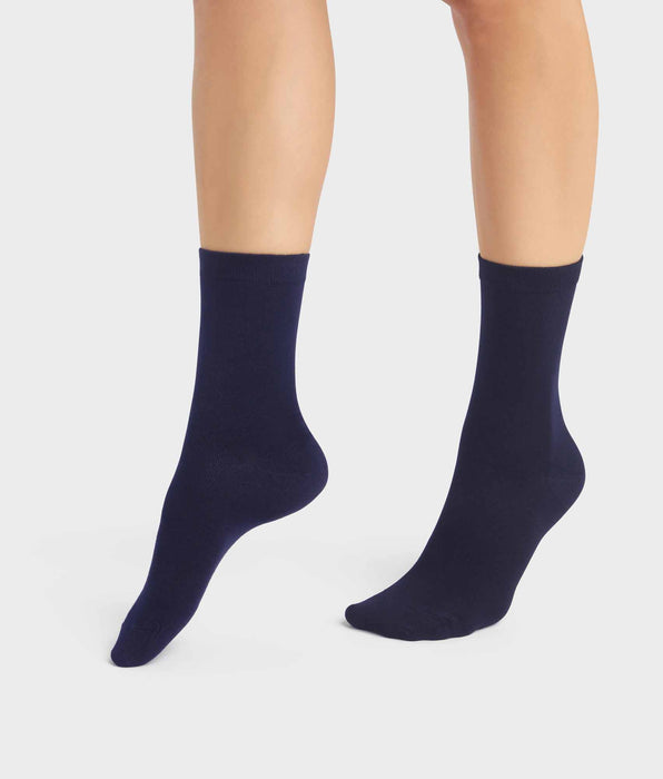 DIM Set van 2 paar dames kousen in marineblauw viscose Dim Bamboo