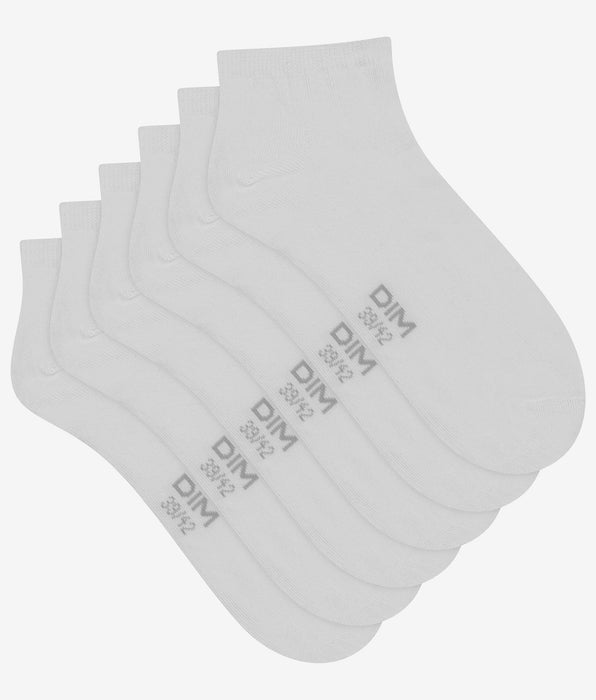 DIM Lot de 3 paires de chaussettes courtes homme Blanc Dim Coton