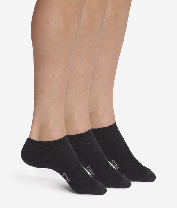 DIM Lot de 3 paires de chaussettes courtes homme Noir Dim Coton
