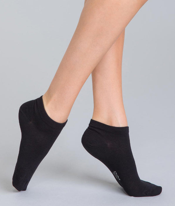 DIM Set van 2 zwarte katoenen korte damessokken