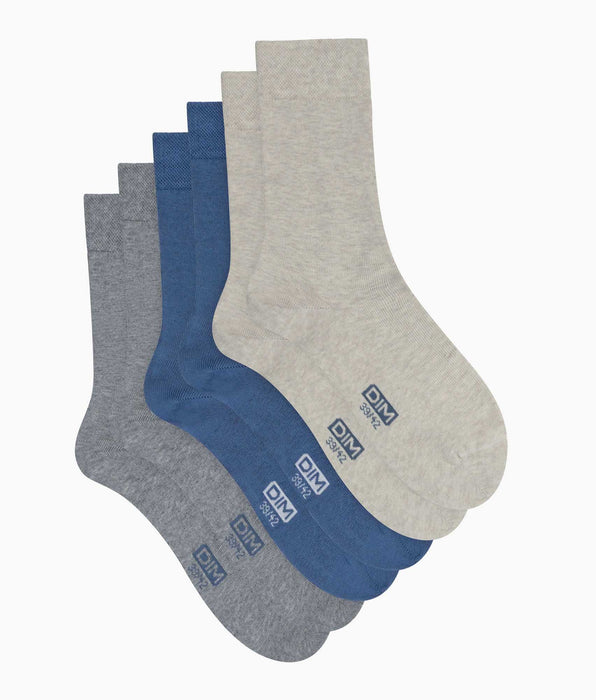 DIM Set van 3 paar lage herensokken Blauw Grijs Beige Katoen