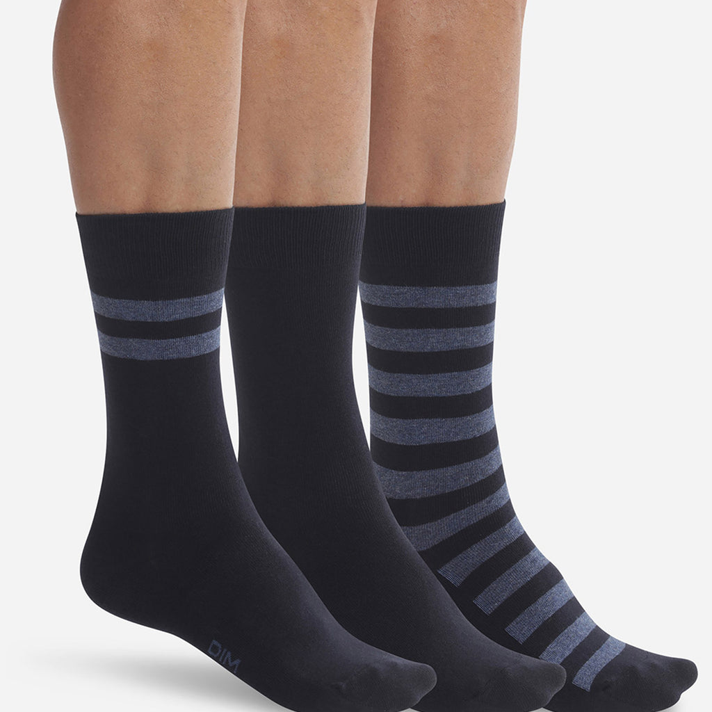 Lot De 2 Paires De Chaussettes Homme Dim - Coton Bio, Noires, Taille 39/42 - Neuves Avec étiquettes