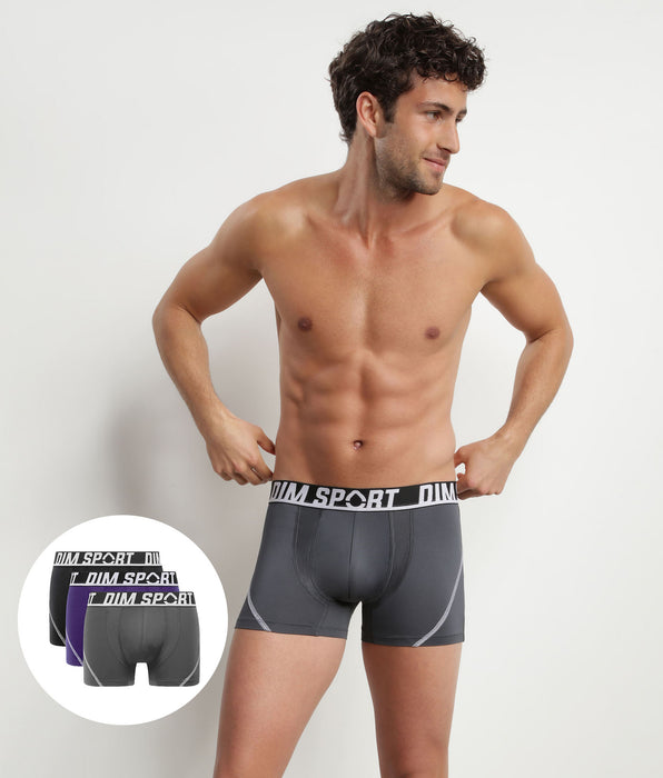 DIM Set van 3 Thermo-Regulerende Microvezel Boxershorts Heren Paars DIM Sport