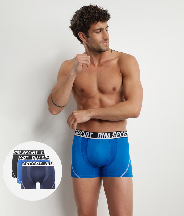 DIM Set van 3 Heren Blauw Thermoregulerende Microvezel Boxershorts Dim Sport