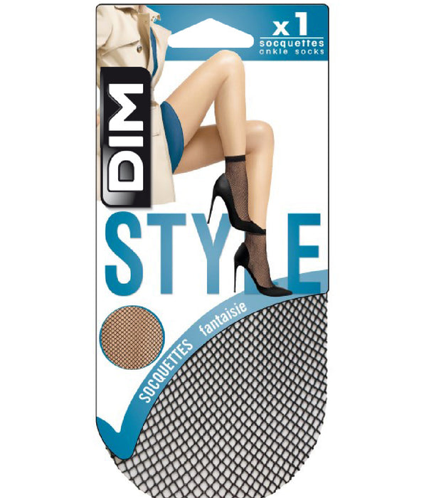 DIM Socquettes noires en résille pour femme Style