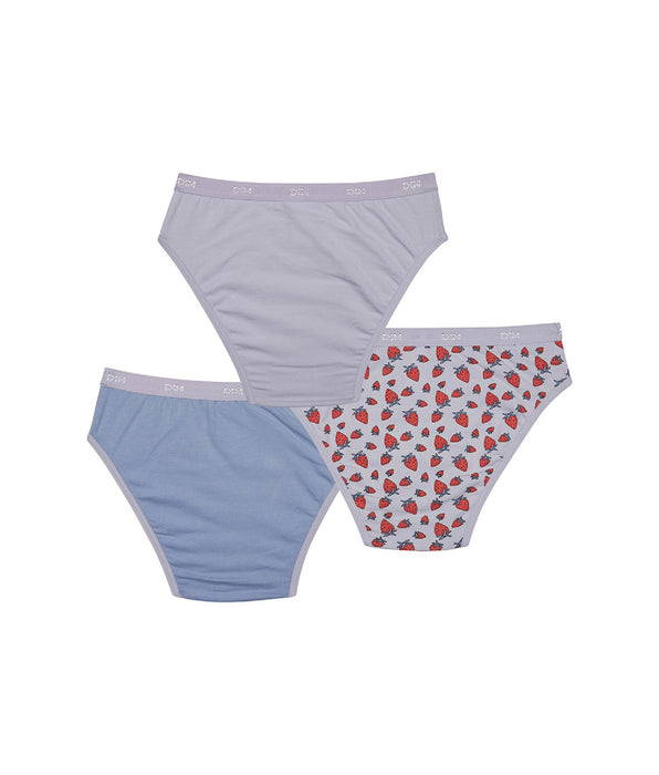 DIM Set van 3 katoenen slips met aardbeienmotief Lila Les Pockets voor meisjes
