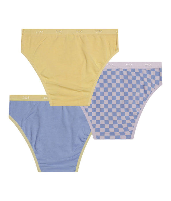 DIM Set van 3 katoenen katoenen stretch slips voor meisjes Geel Les Pockets