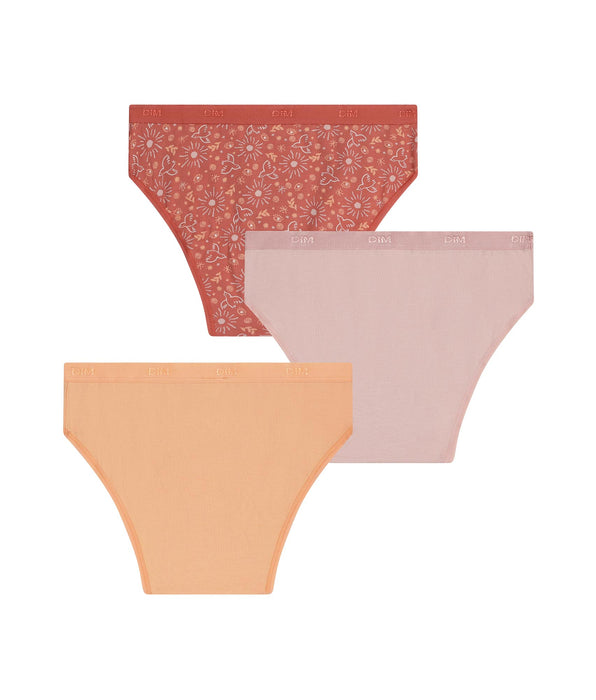 DIM Les Pockets 3-pack stretch katoenen meisjesslip met zonnemotief