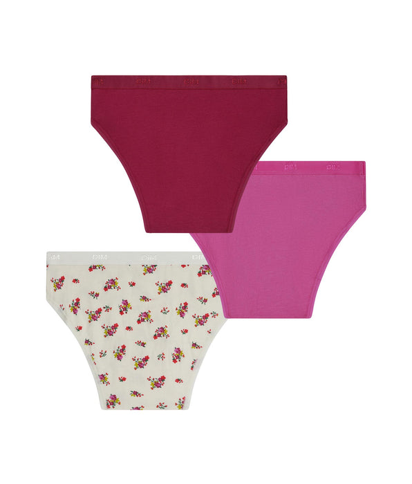 DIM Lot de 3 slips fille en coton stretch Liberty Violet Les Pockets