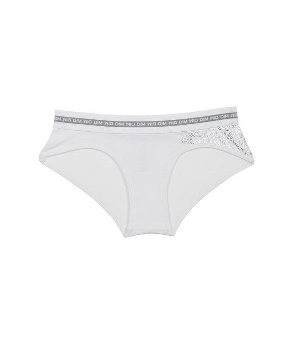 DIM Shorty fille coton stretch Blanc avec impressions argentées Dim Sport