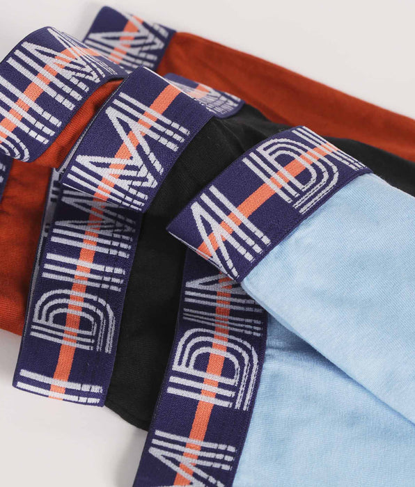 DIM Lot de 3 boxers garçon Bleu Rouge ceinture graphique Dim Coton Stretch