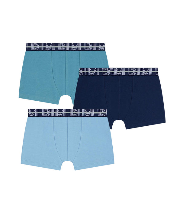 DIM Set van 3 stretch katoenen jongensboxers met contrasterende tailleband Adriatique EcoDim