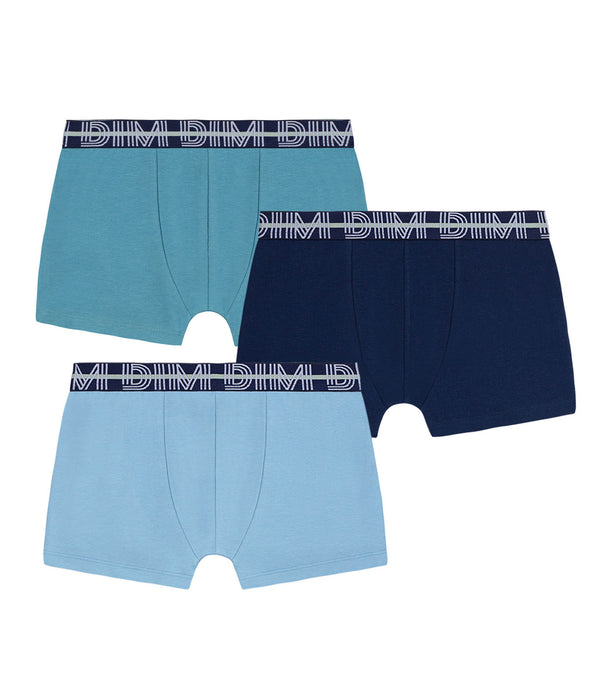 DIM Set van 3 stretch katoenen jongensboxers met contrasterende tailleband Adriatique EcoDim