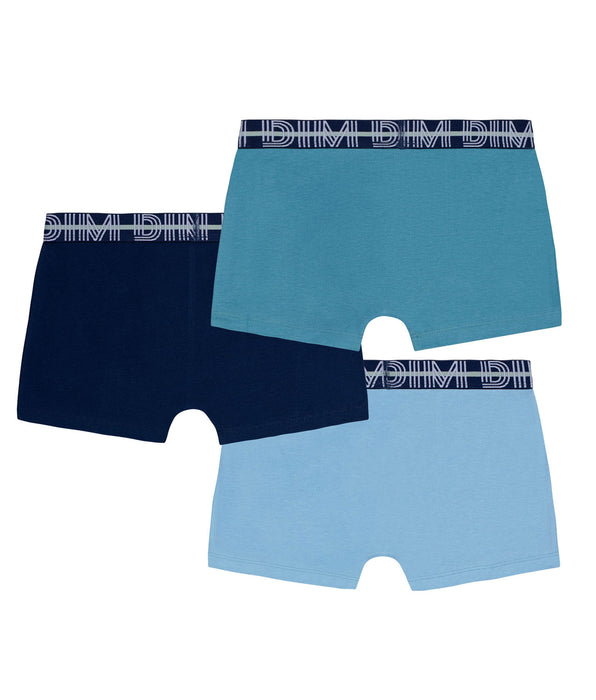 DIM Set van 3 stretch katoenen jongensboxers met contrasterende tailleband Adriatique EcoDim