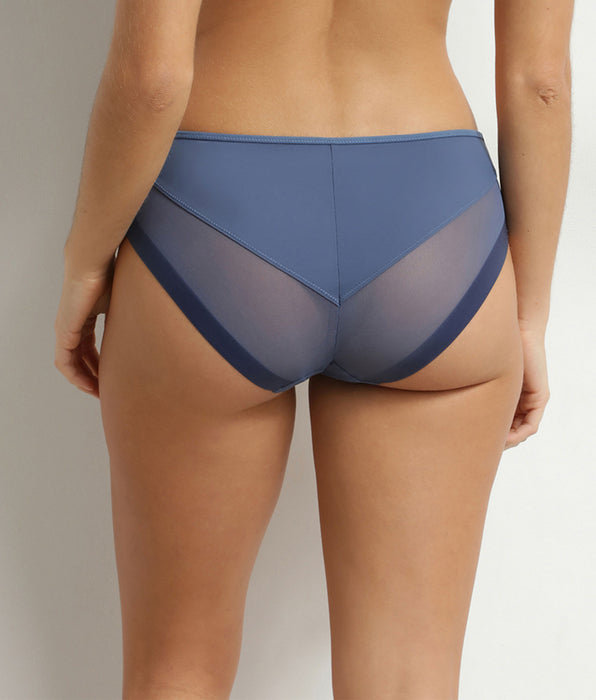 DIM Culotte femme semi-transparente en microfibre bleue Dim Generous