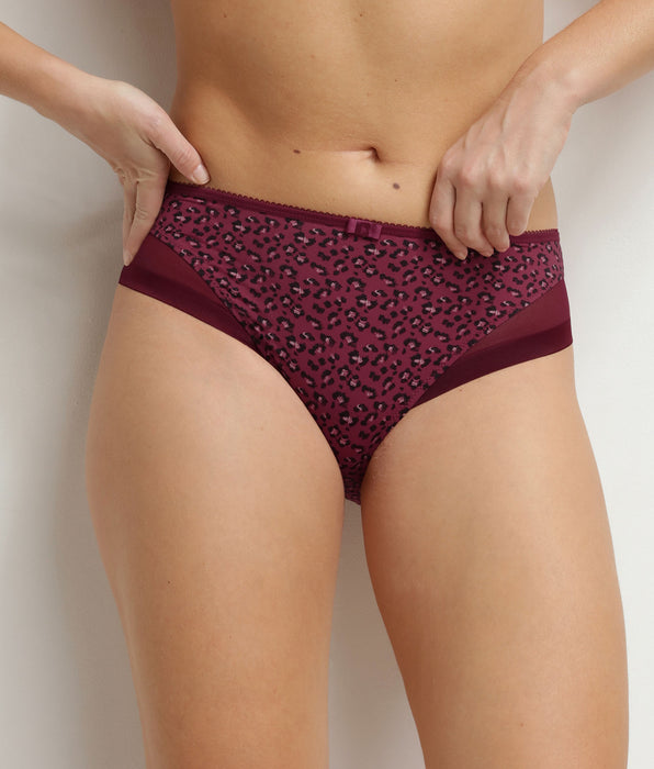 DIM Culotte femme microfibre et tulle rouge marron Dim Generous