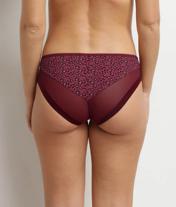 DIM Culotte femme microfibre et tulle rouge marron Dim Generous