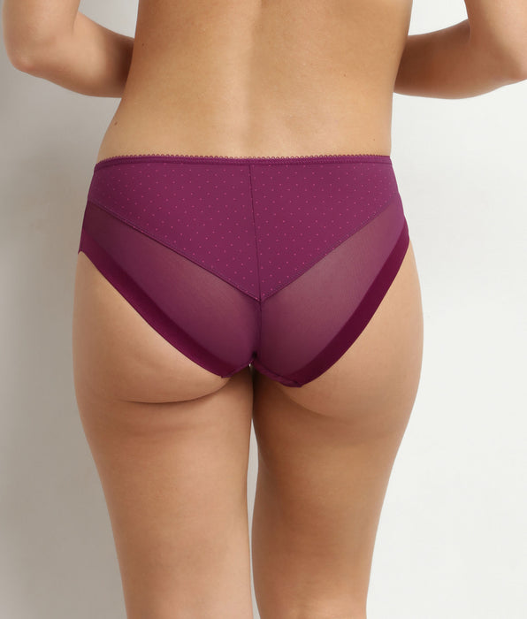 DIM Culotte femme microfibre et tulle pois bordeaux Dim Generous