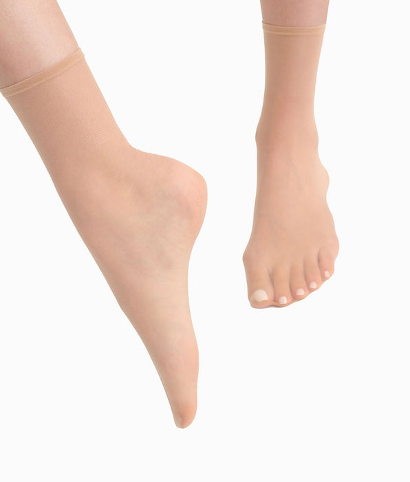 DIM Lot de 2 paires de socquettes femme Nude Sable Sublim Voile Brillant
