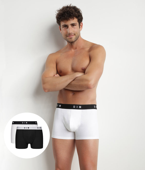 DIM Set van 2 Heren Katoenen Boxershorts met Retro Tailleband Zwart DIM Originals