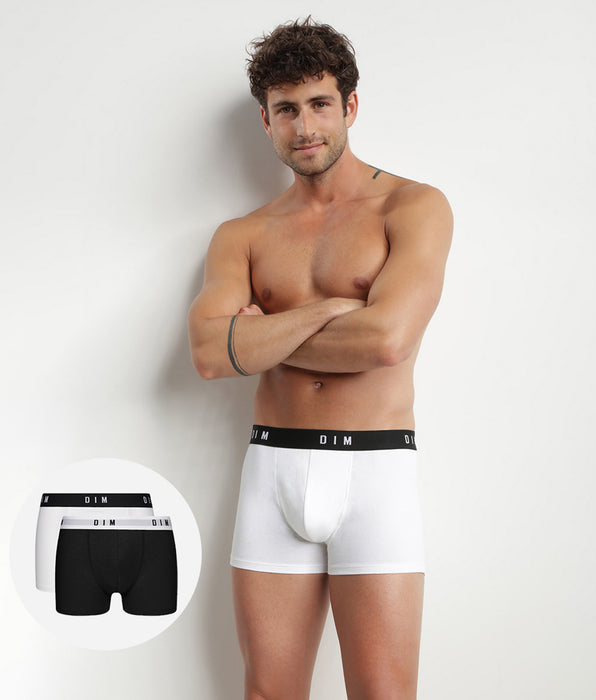 DIM Set van 2 Heren Katoenen Boxershorts met Retro Tailleband Zwart DIM Originals
