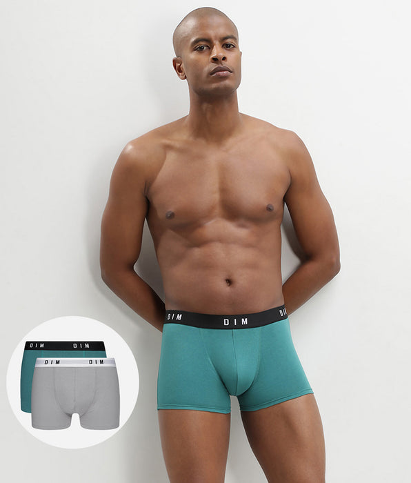 DIM Set van 2 Heren Boxershorts Cotton Stretch Steel Emerald Green DIM Originals