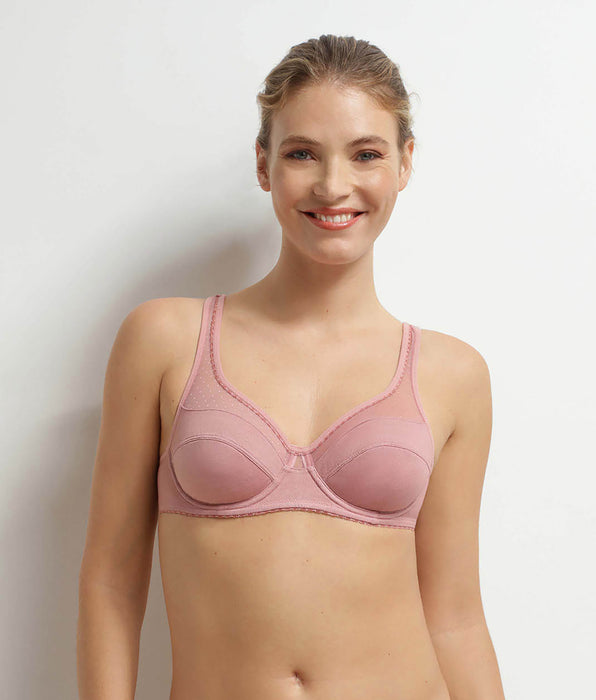 DIM Soutien-gorge emboîtant avec armatures Rose Generous Coton Bio