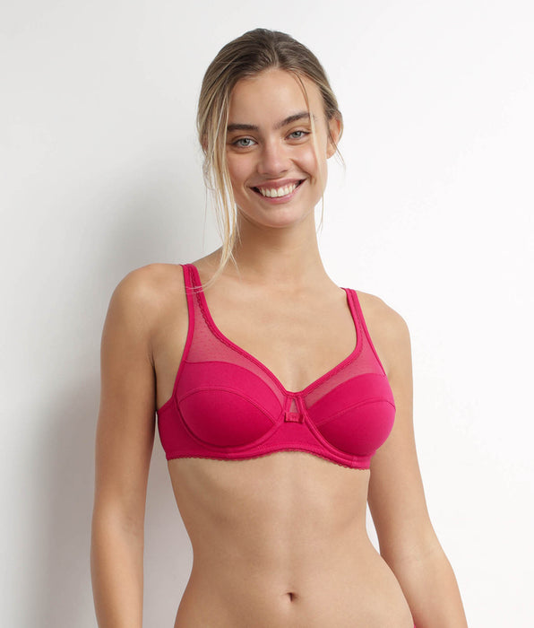 DIM Soutien-gorge emboîtant avec armatures Rouge Generous Coton Bio Dim