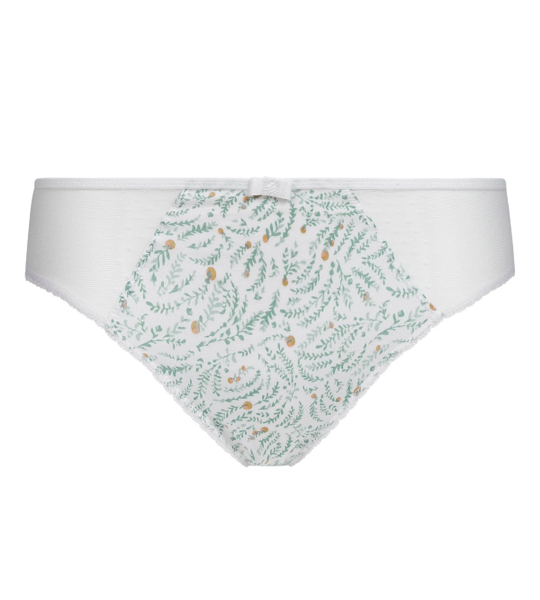 Slip femme coton et tulle à motif végétal Blanc Generous Coton Bio