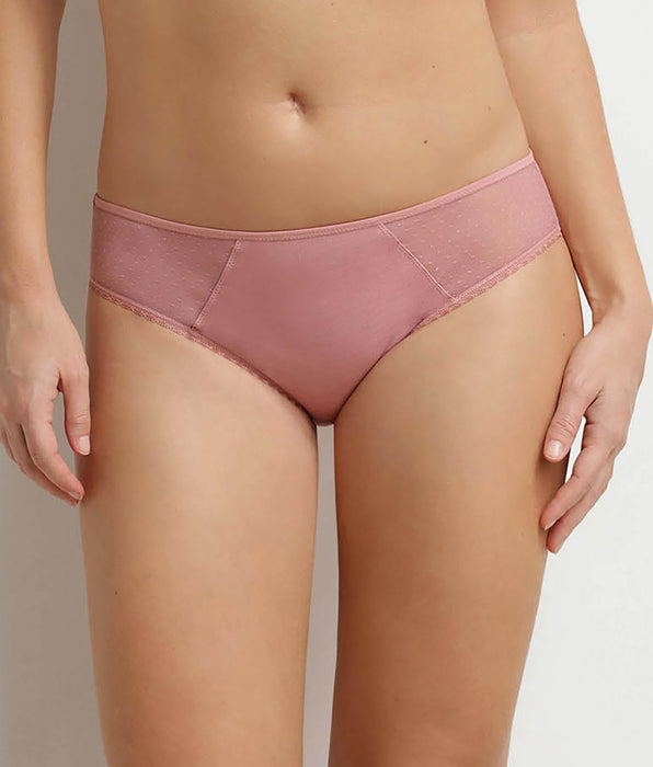 DIM Culotte femme microfibre et tulle plumetis Rose Generous Coton Bio