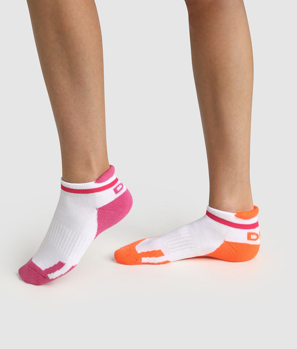 DIM Set van 2 paar Retro roze koraal kindersokken DIM Sport