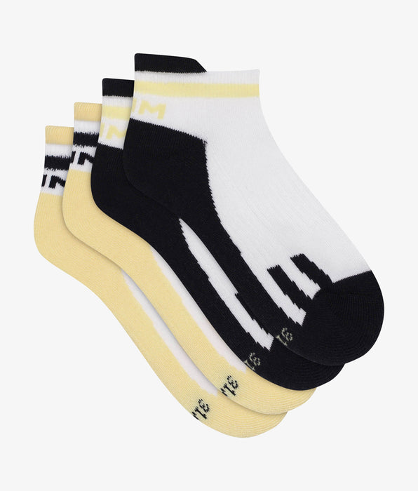 DIM Lot de 2 paires de chaussettes unisexe retro Marine Jaune Dim Sport