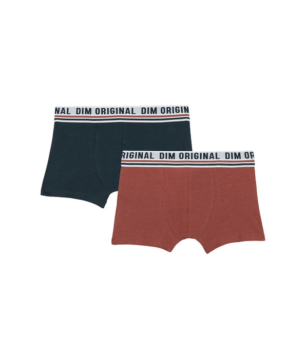 DIM Set van 2 Dim Originals Blauw Rood Retro Tailleband Stretch Katoenen Boxershorts